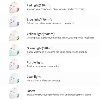 Wireless 7 Colors Light Led Facial Skincare Mask