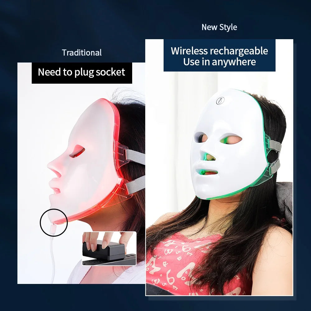 Wireless 7 Colors Light Led Facial Skincare Mask