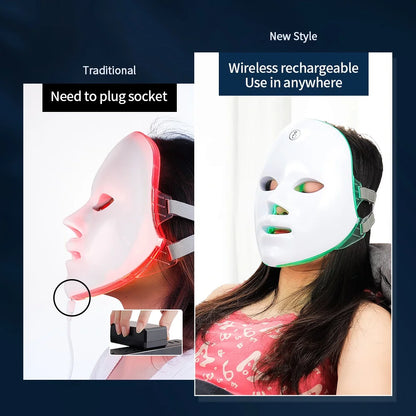 Wireless 7 Colors Light Led Facial Skincare Mask