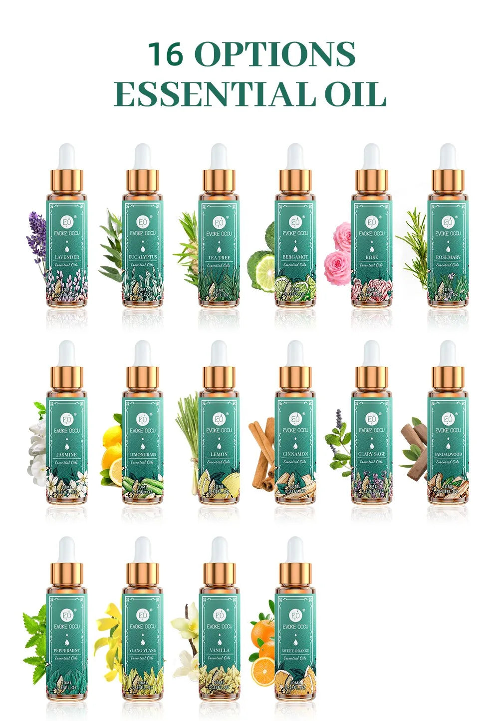 Pure Essential oils, 16x10ml, 100% Natural Undiluted
