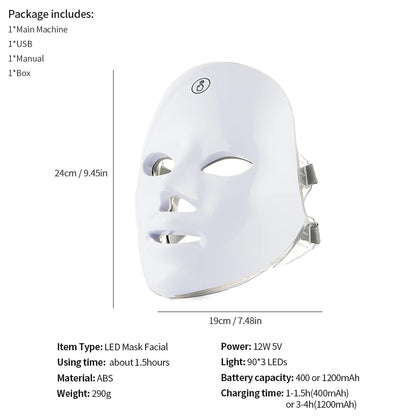 Wireless 7 Colors Light Led Facial Skincare Mask