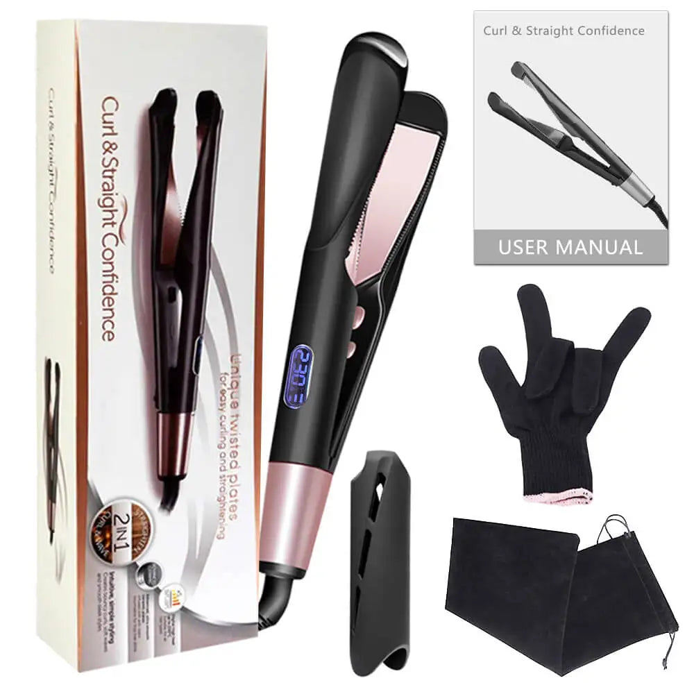 2 in 1 Ceramic Tourmaline Twist Hair Straightener Curler